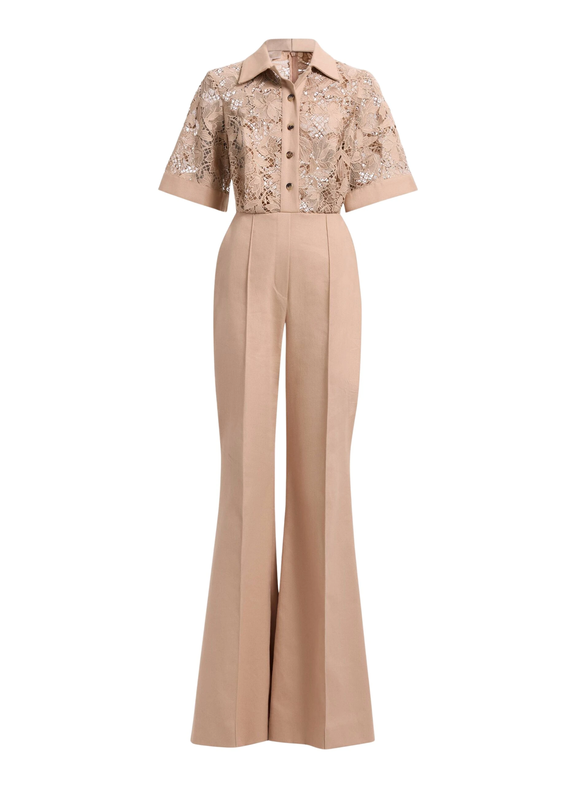 Elie Saab Macramé & Drill Jumpsuit