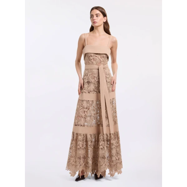 Elie Saab Macramé & Drill Long Dress, view 2