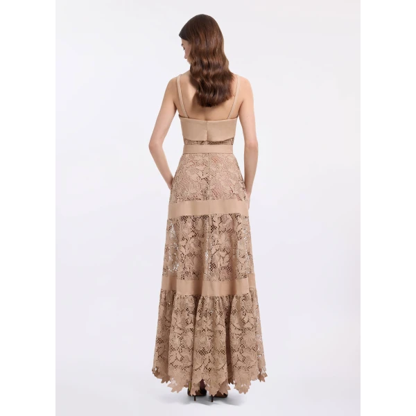Elie Saab Macramé & Drill Long Dress, view 3