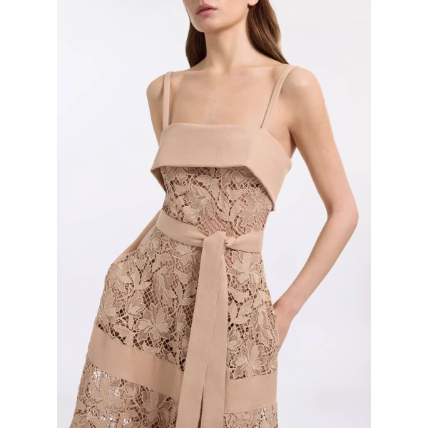 Elie Saab Macramé & Drill Long Dress, view 4