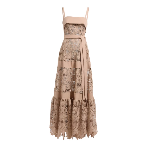Elie Saab Macramé & Drill Long Dress