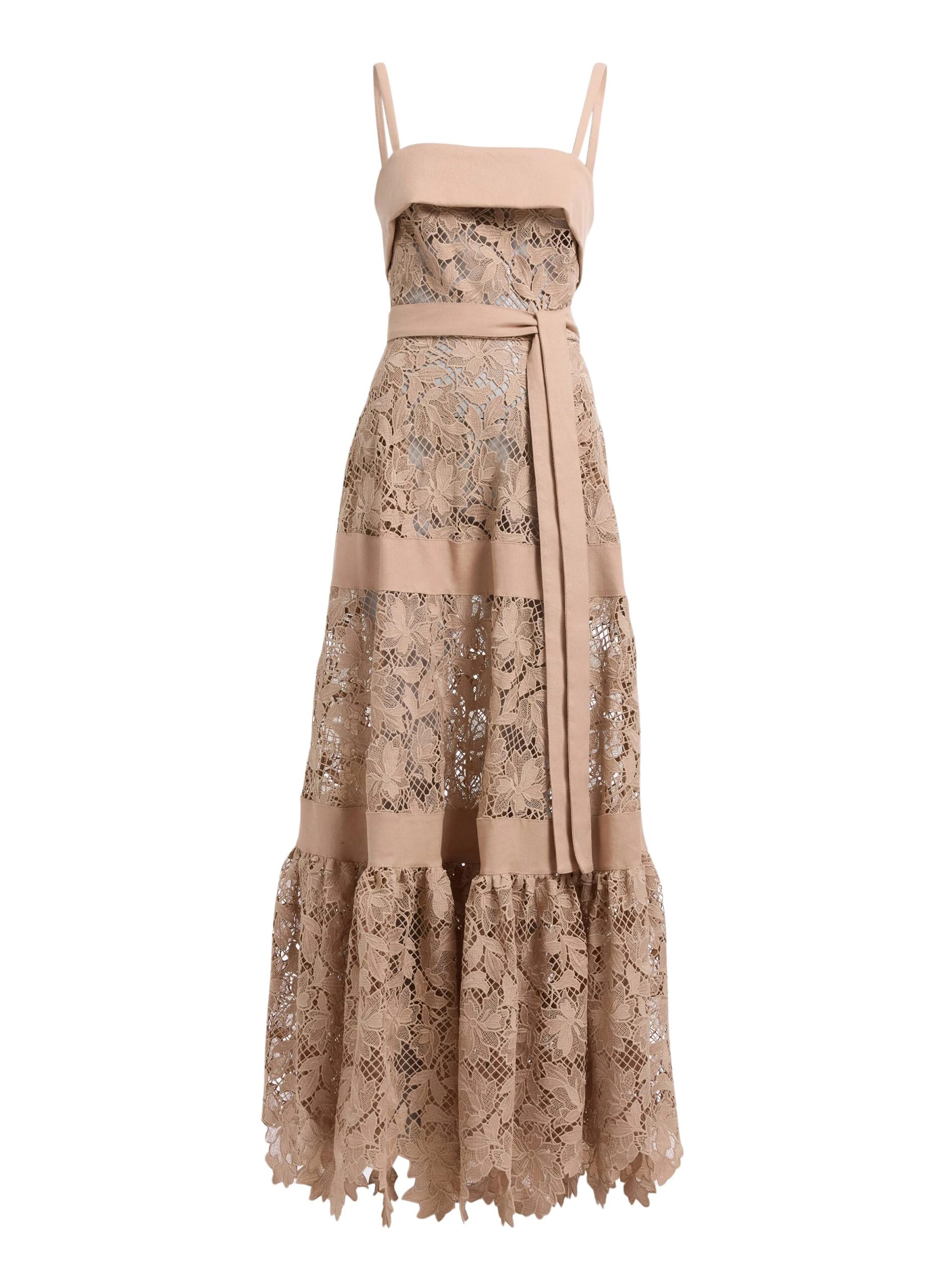Elie Saab Macramé & Drill Long Dress