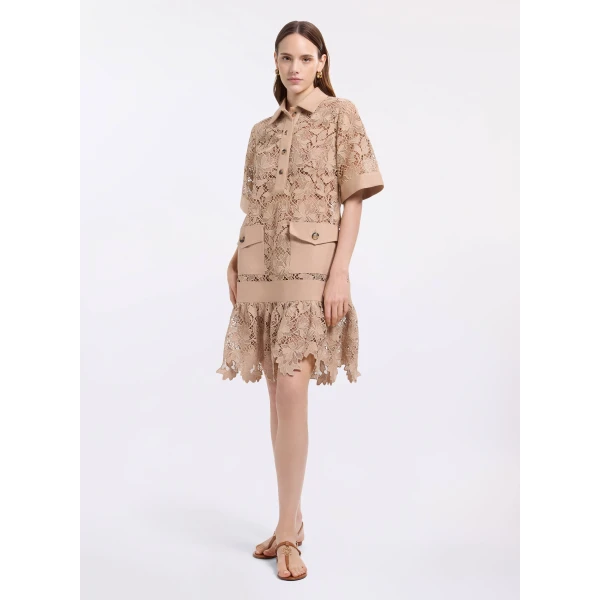 Elie Saab Macramé & Drill Short Dress, view 2