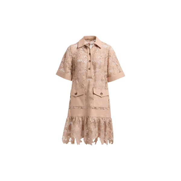 Elie Saab Macramé & Drill Short Dress