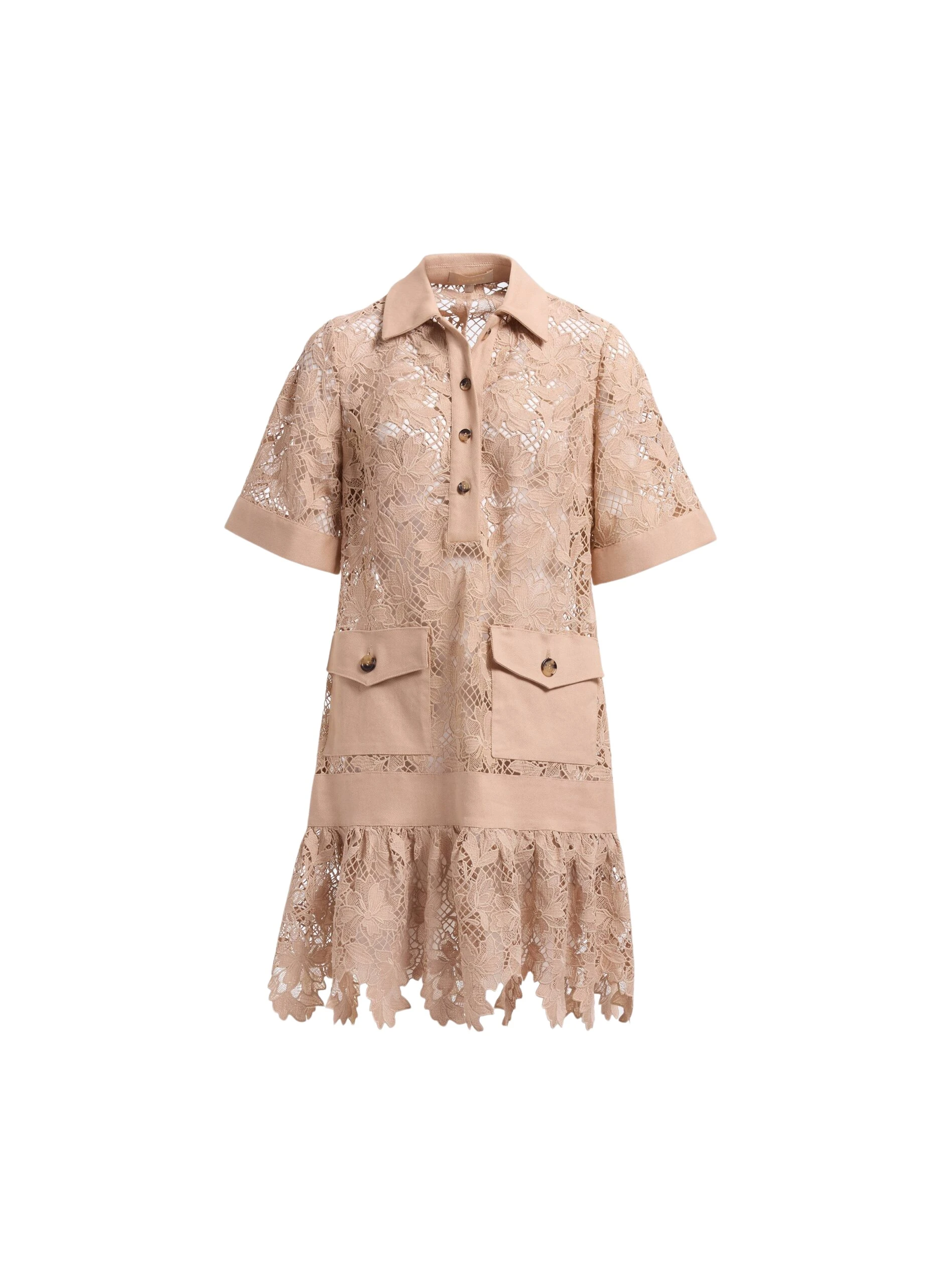 Elie Saab Macramé & Drill Short Dress