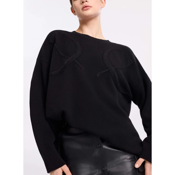Elie Saab Monogram Embroidered Knit Sweater, view 4
