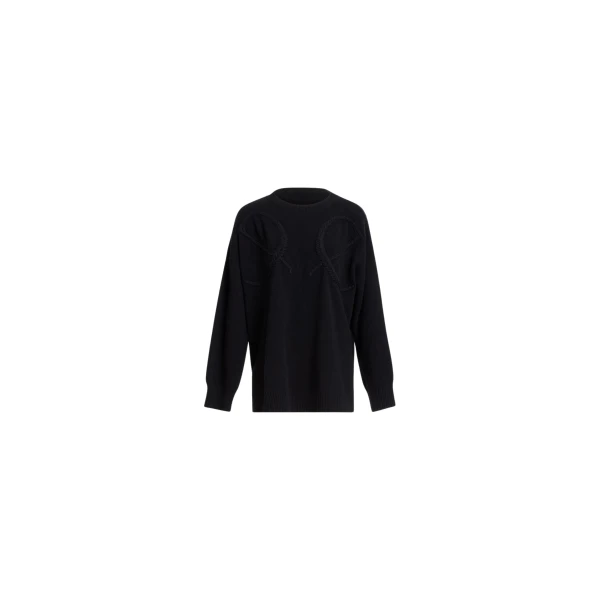 Elie Saab Monogram Embroidered Knit Sweater