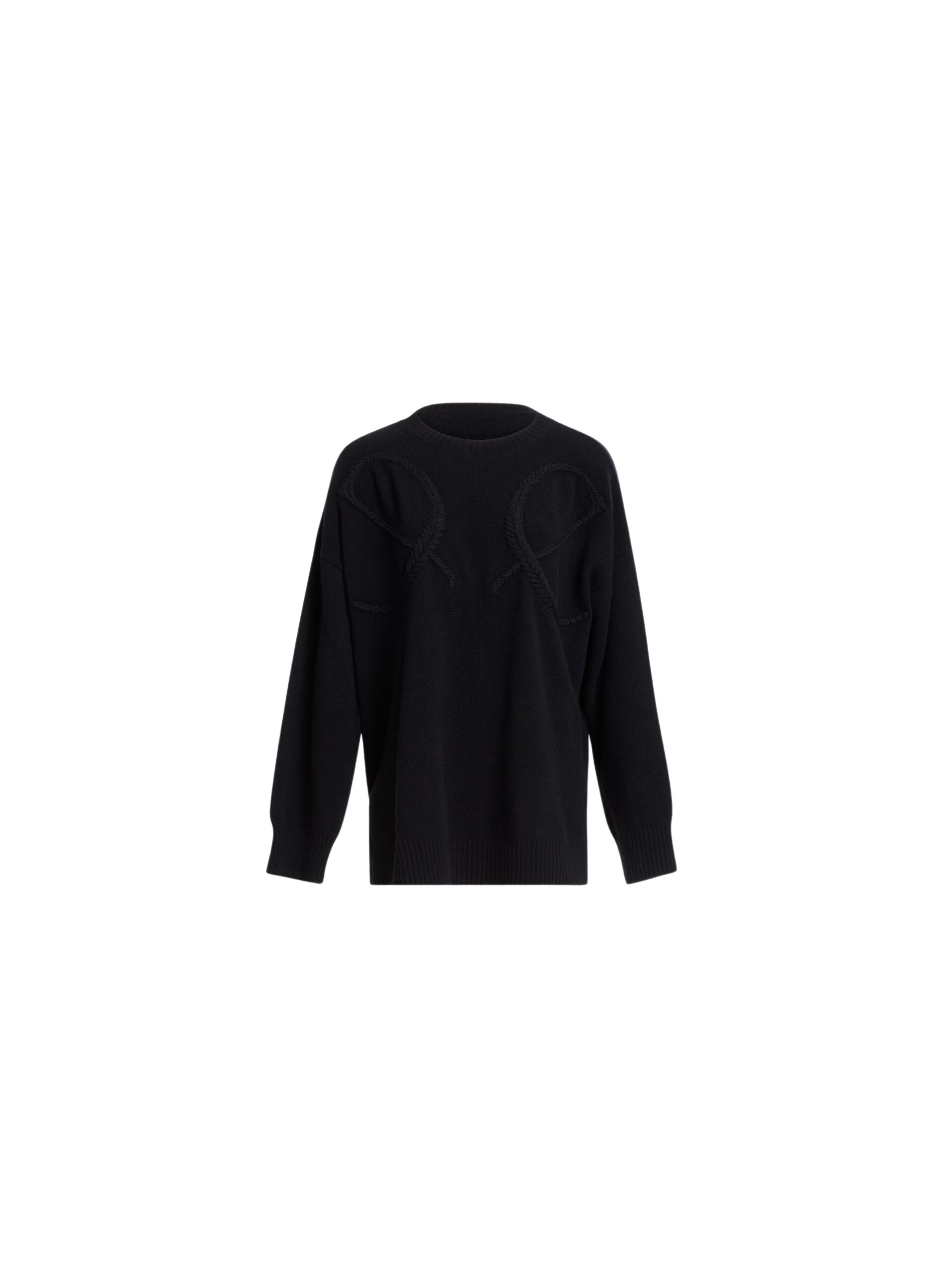 Elie Saab Monogram Embroidered Knit Sweater