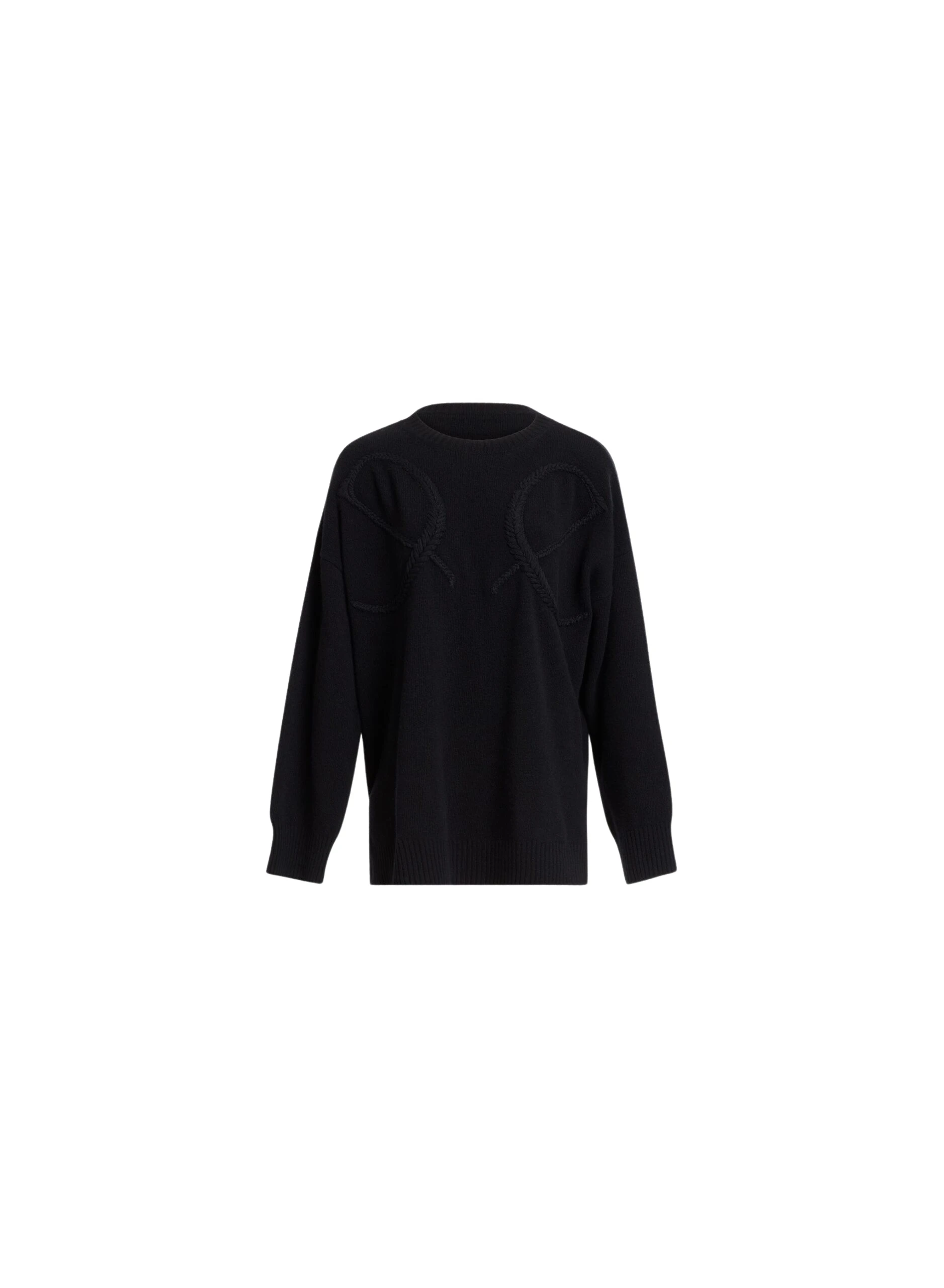 Elie Saab Monogram Embroidered Knit Sweater