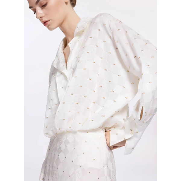 Elie Saab Monogram Jacquard & Lace Bodysuit, view 4
