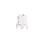 Elie Saab Monogram Jacquard & Lace Bodysuit
