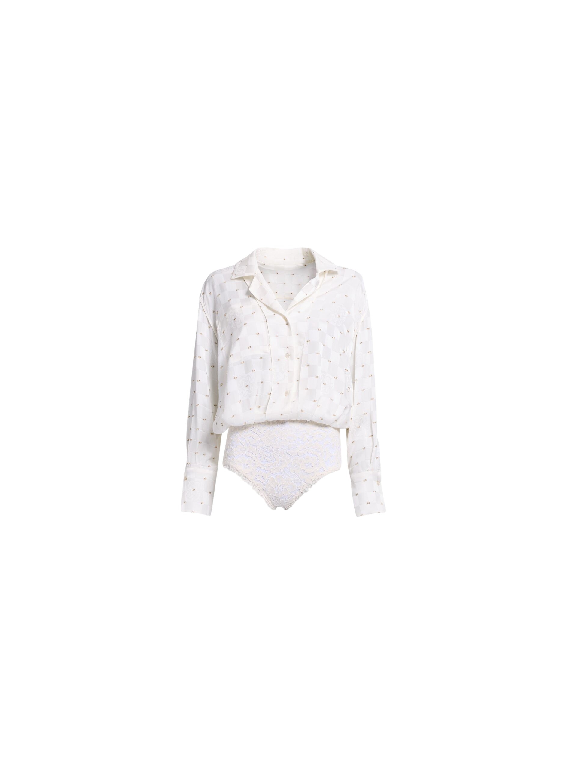 Elie Saab Monogram Jacquard & Lace Bodysuit