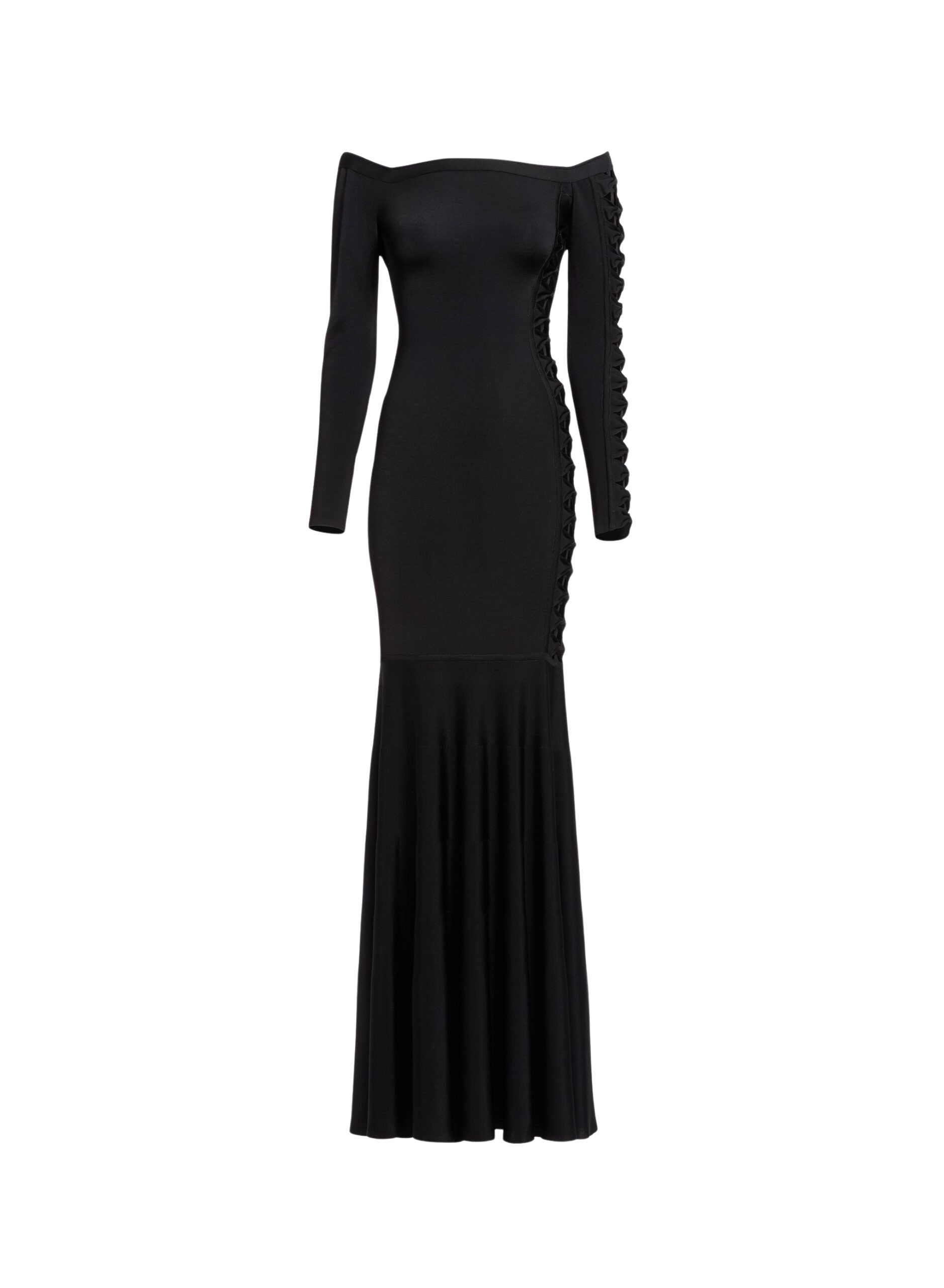 Elie Saab Off-The-Shoulder Knit Dress in Black featuring  – Luxury Designer Fashion at Luxury Shoes .