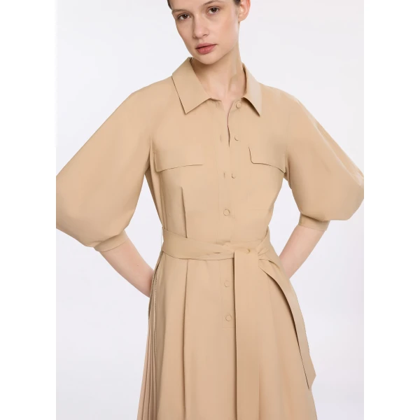 Elie Saab Pleated Cotton Midi Dress, view 4