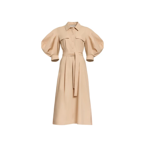 Elie Saab Pleated Cotton Midi Dress