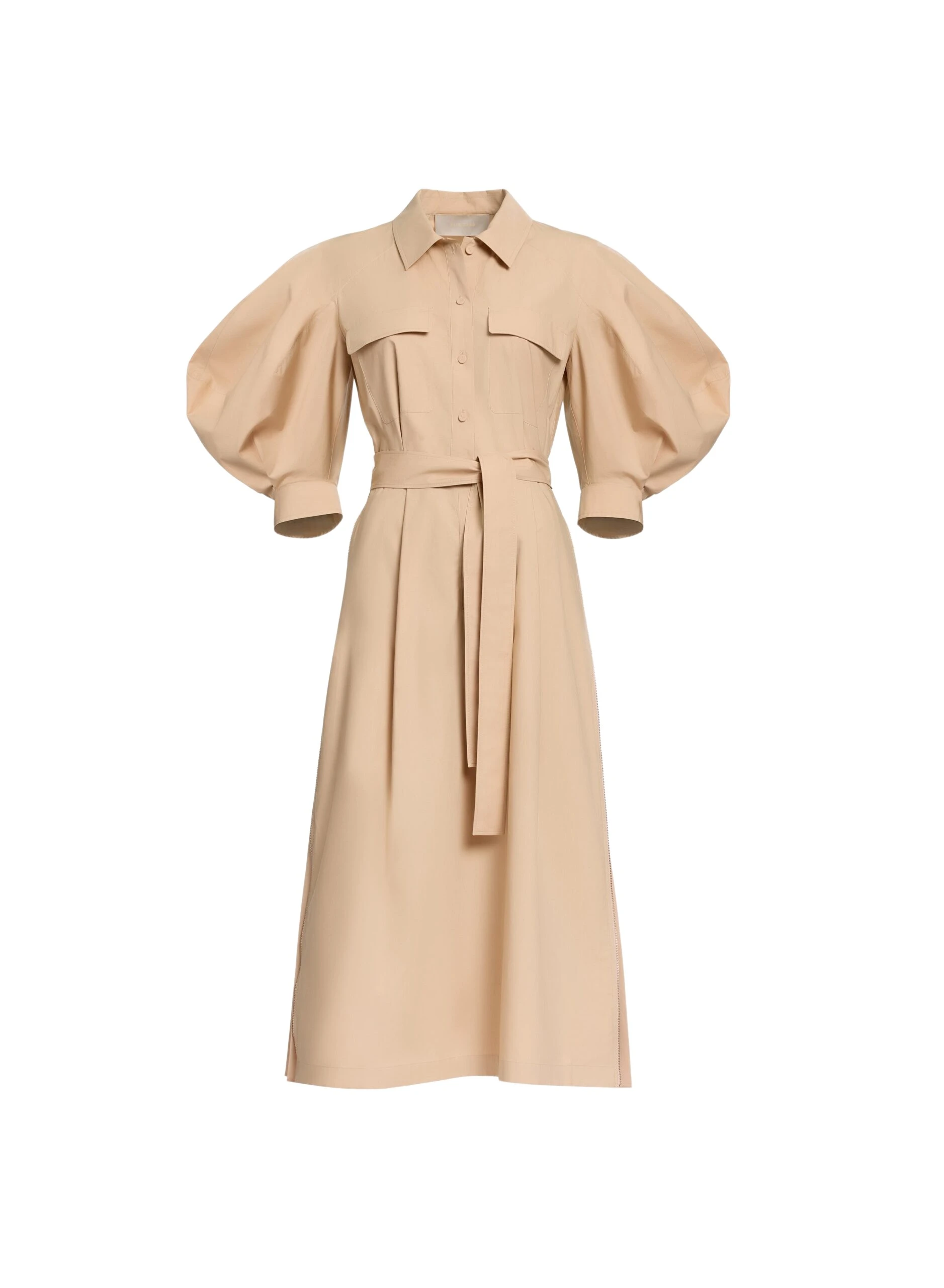 Elie Saab Pleated Cotton Midi Dress