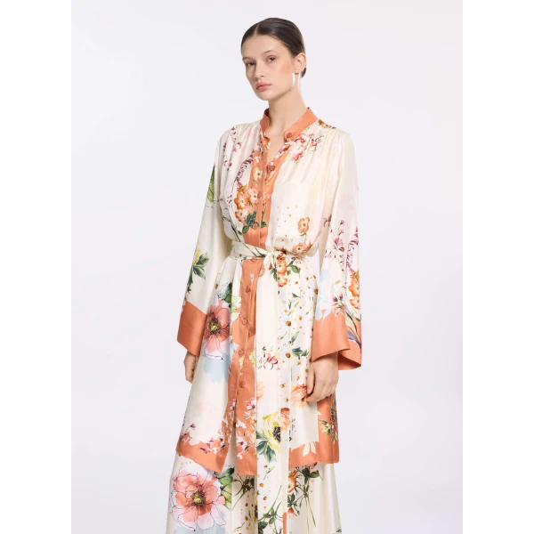 Elie Saab Printed Twill Long Shirt, view 2