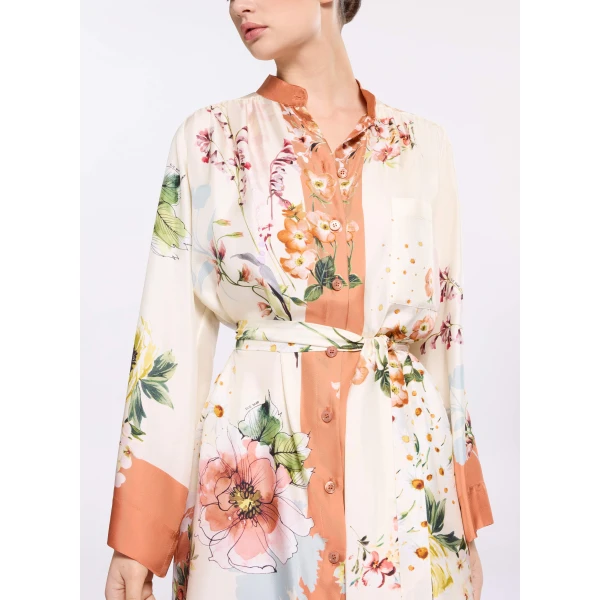 Elie Saab Printed Twill Long Shirt, view 4