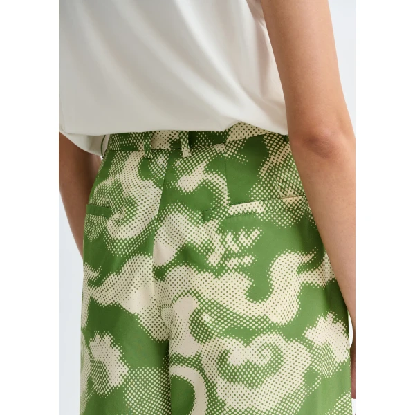 Essentiel Antwerp Beige and green pleated wide-leg printed pants, view 6
