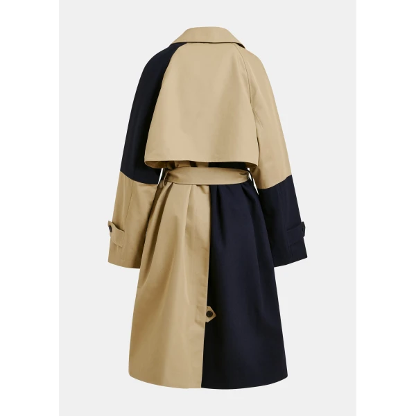 Essentiel Antwerp Beige and navy colour-block trench coat, view 2