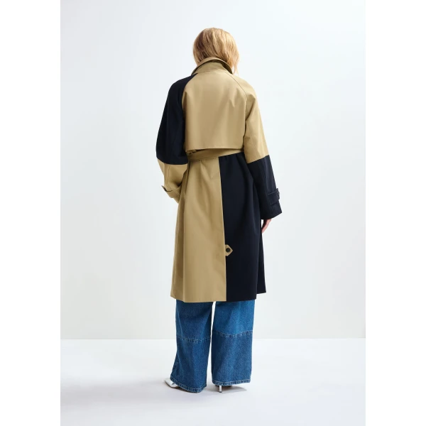 Essentiel Antwerp Beige and navy colour-block trench coat, view 5