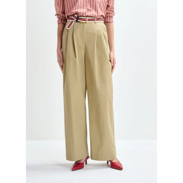 Essentiel Antwerp Beige pleated wide-leg pants, view 4