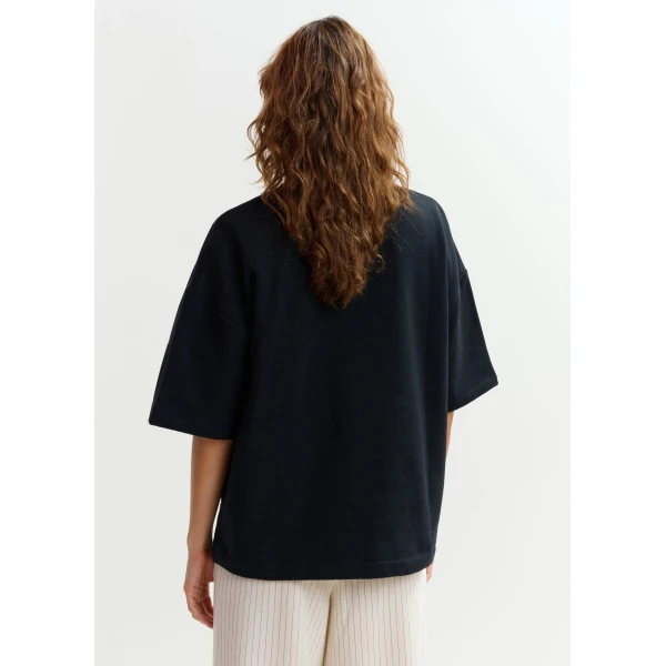 Essentiel Antwerp Black and white floral lace-embellished sweatshirt Top, view 6