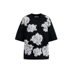Essentiel Antwerp Black and white floral lace-embellished sweatshirt Top