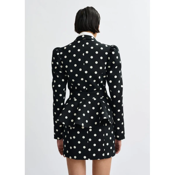 Essentiel Antwerp Black and white polka-dot cotton mini blazer dress, view 6