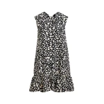 Essentiel Antwerp Black and white ruffled mini dress with open-back and bow detail