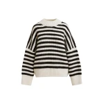 Essentiel Antwerp Black and white striped alpaca wool-blend ribbed-knit sweater
