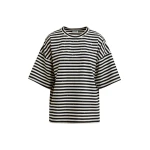 Essentiel Antwerp Black and white striped rhinestone-embellished oversized cotton T-shirt Top