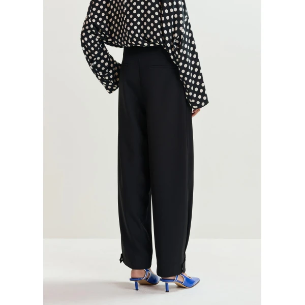 Essentiel Antwerp Black barrel-leg pants with twisted side seams, view 5
