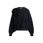 Essentiel Antwerp Black cotton-blend sweatshirt with ruffle details Top