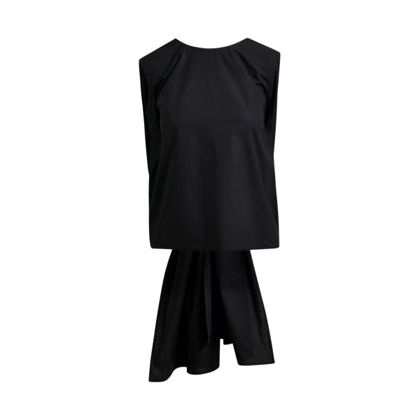 Black cotton wrap tie top with low back