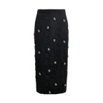 Essentiel Antwerp Black floral lace pencil skirt with rhinestone embellishments
