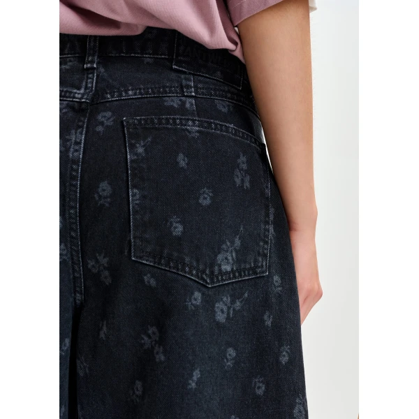 Essentiel Antwerp Black floral-print barrel-leg cropped jeans, view 6