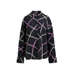 Essentiel Antwerp Black, pink and beige oversized check shirt