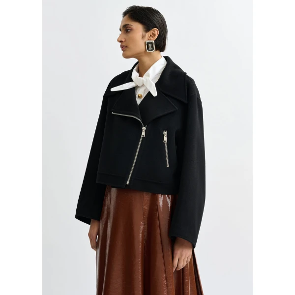 Essentiel Antwerp Black wool double-faced jacket, view 2