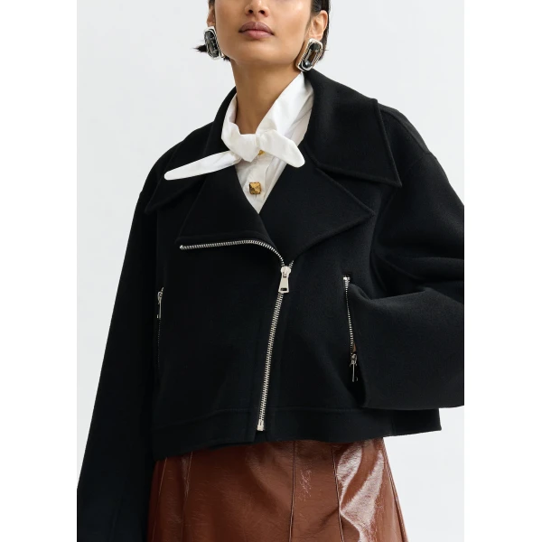 Essentiel Antwerp Black wool double-faced jacket, view 3
