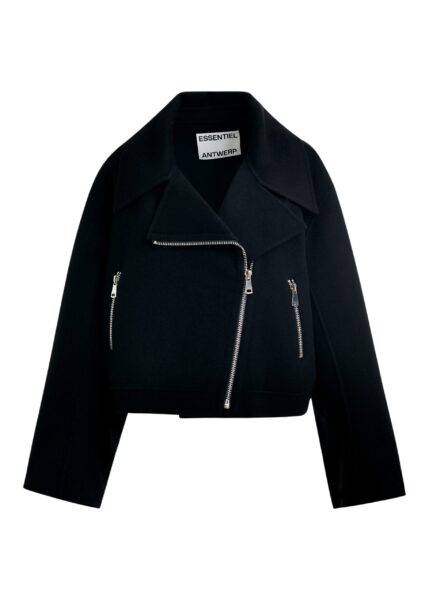 Black wool double-faced jacket