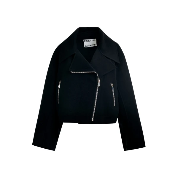 Essentiel Antwerp Black wool double-faced jacket
