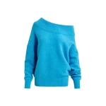 Essentiel Antwerp Blue alpaca wool-blend off-shoulder knit sweater