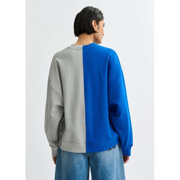 Essentiel Antwerp Blue and grey split-panel appliquéd cotton sweatshirt Top, view 5