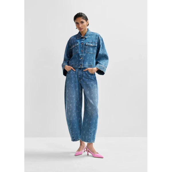 Essentiel Antwerp Blue cropped cotton denim jacket, view 2