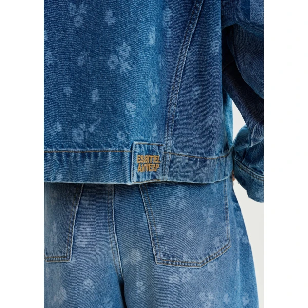 Essentiel Antwerp Blue cropped cotton denim jacket, view 6