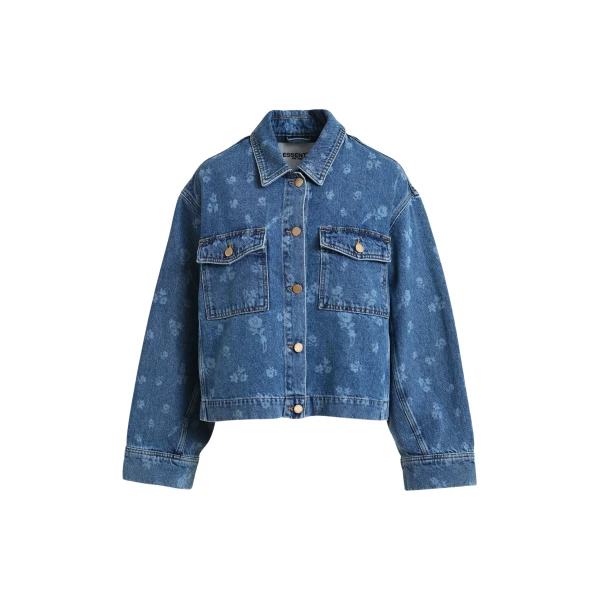 Essentiel Antwerp Blue cropped cotton denim jacket