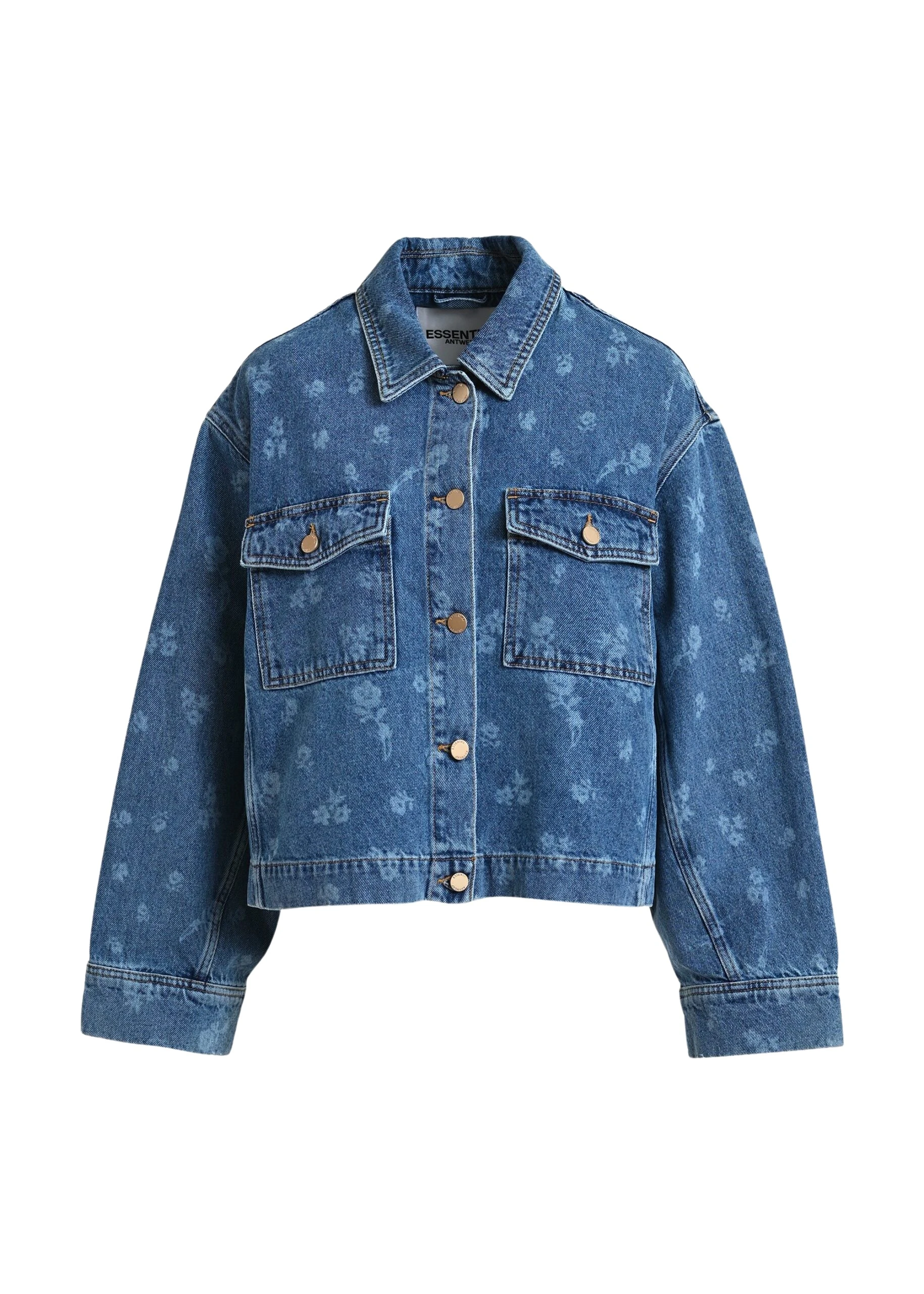 Blue cropped cotton denim jacket