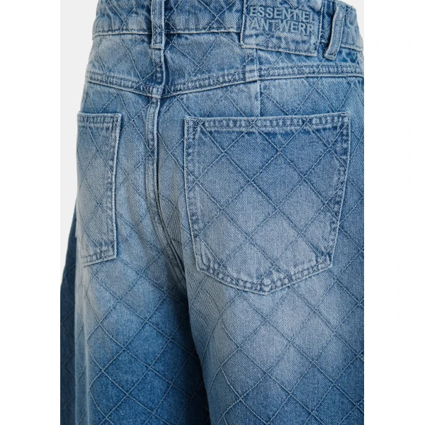 Essentiel Antwerp Blue diamond-stitched cotton barrel-leg jeans, view 6