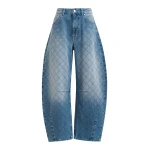 Essentiel Antwerp Blue diamond-stitched cotton barrel-leg jeans